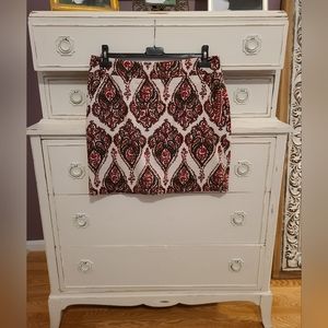 Merona Women's Tapestry Damask Skirt Red, Brown, Ivory Sz 12 NWT